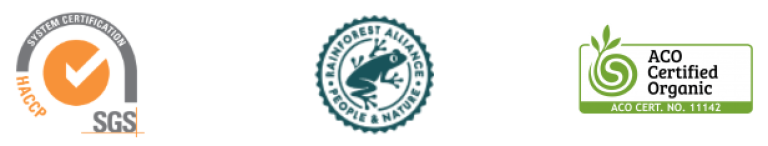 SGS, Rainforest Alliance, ACO Certified Organic